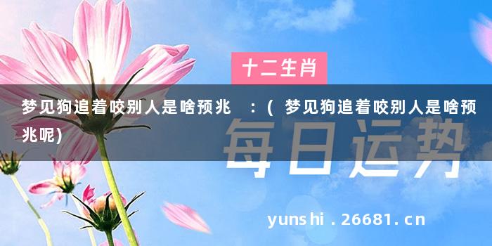 梦见狗追着咬别人是啥预兆 :(梦见狗追着咬别人是啥预兆呢)